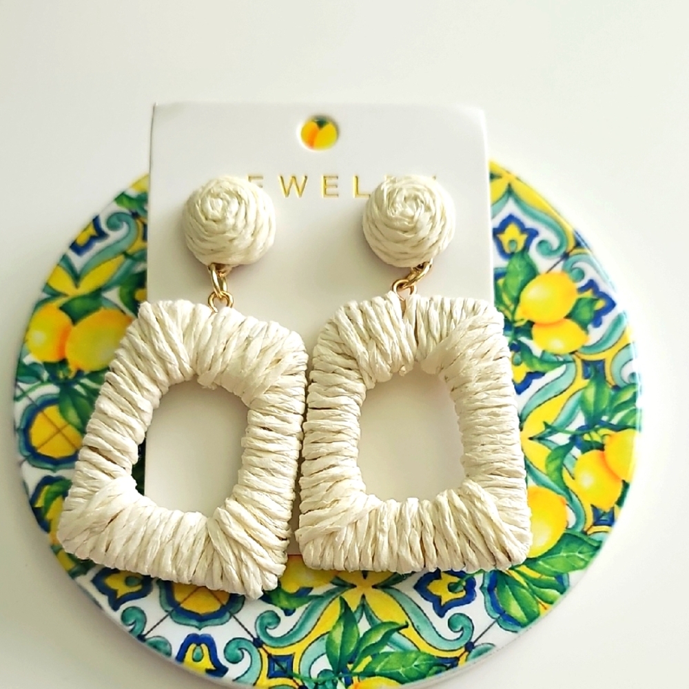 Elegant Ivory Woven Earrings